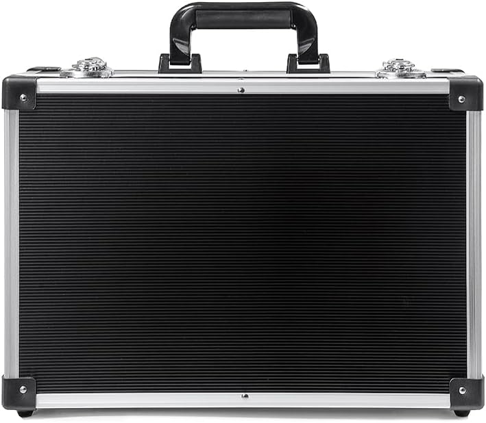 Estuche rígido de aluminio con inserto de espuma personalizable para bricolaje, 14 x 10 x 4 pulgadas (acabado negro)