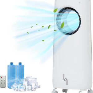 Enfriador de aire evaporativo, aire acondicionado portátil, enfriamiento instantáneo y humidificación con temporizador de 7.5 horas, 3 velocidades y Enfriador de aire evaporativo, aire acondicionado portátil, enfriamiento instantáneo y humidificación con temporizador de 7.5 horas, 3 velocidades y