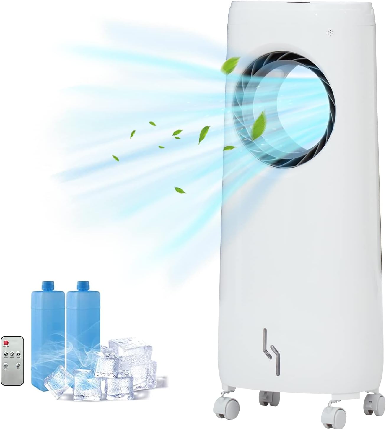 Enfriador de aire evaporativo, aire acondicionado portátil, enfriamiento instantáneo y humidificación con temporizador de 7.5 horas, 3 velocidades y
