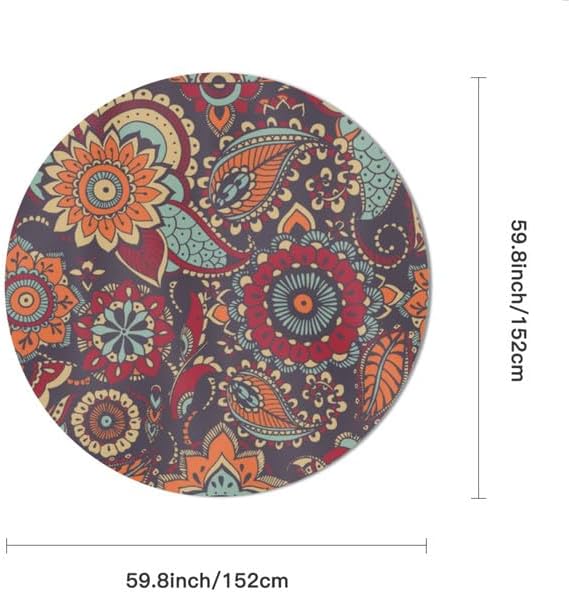 Mantel redondo de mandala bohemio de 60 pulgadas, colorido indio, bohemio, arte rústico, moderno, impermeable, reutilizable, para picnic, fiesta,