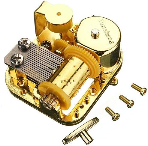 Pursuestar Caja de música con mecanismo musical de cuerda chapada en oro de 18 notas con tornillos de llave, es un mundo pequeño
