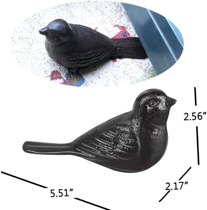 Tope de piso de hierro fundido para pájaros, tope de puerta resistente, cuña para detener el dormitorio, baño y puertas exteriores, hierro vintage,
