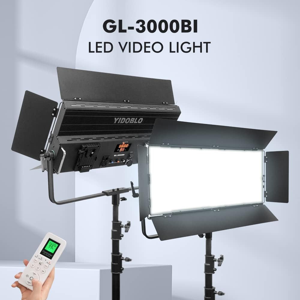 GL-3000C 300W RGB LED Luz de video con aplicación y control remoto, 1% de atenuación mínima precisa360 RGBCRI 97+TLCI 98+2800K-9900K14 efectos