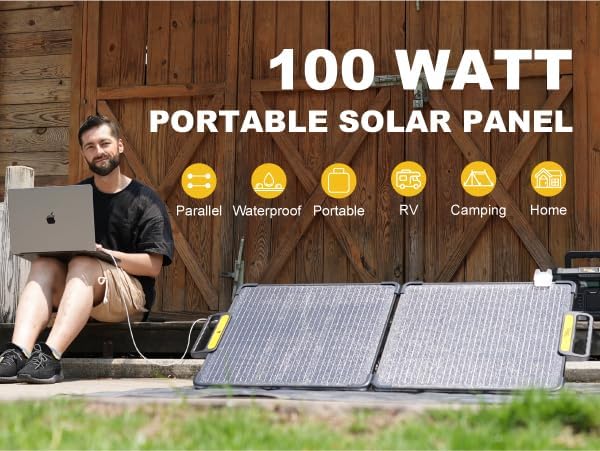 Togo POWER Paneles solares portátiles de 100 W, kit de panel solar IP65 plegable impermeable para JackeryBLUETTITOGO PowerECOFLOW, cargador de