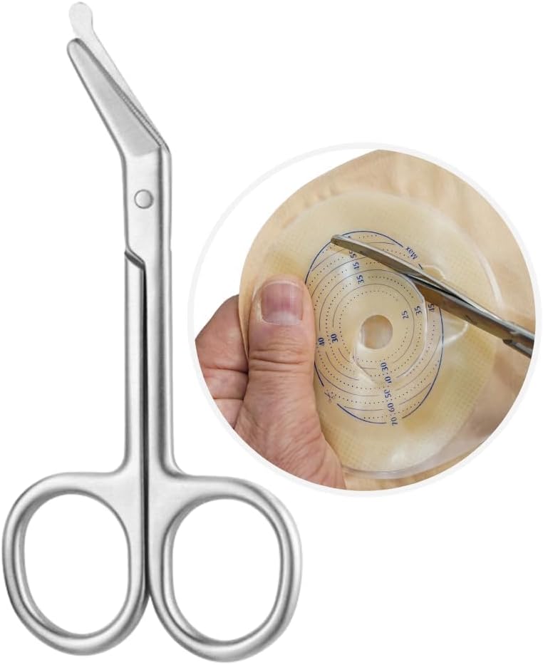 Suministros de ostomía, tijeras de ostomía, tijeras de acero inoxidable para médicos, enfermeras, enfermería veterinaria en el hogar, 4.3 x 2.1