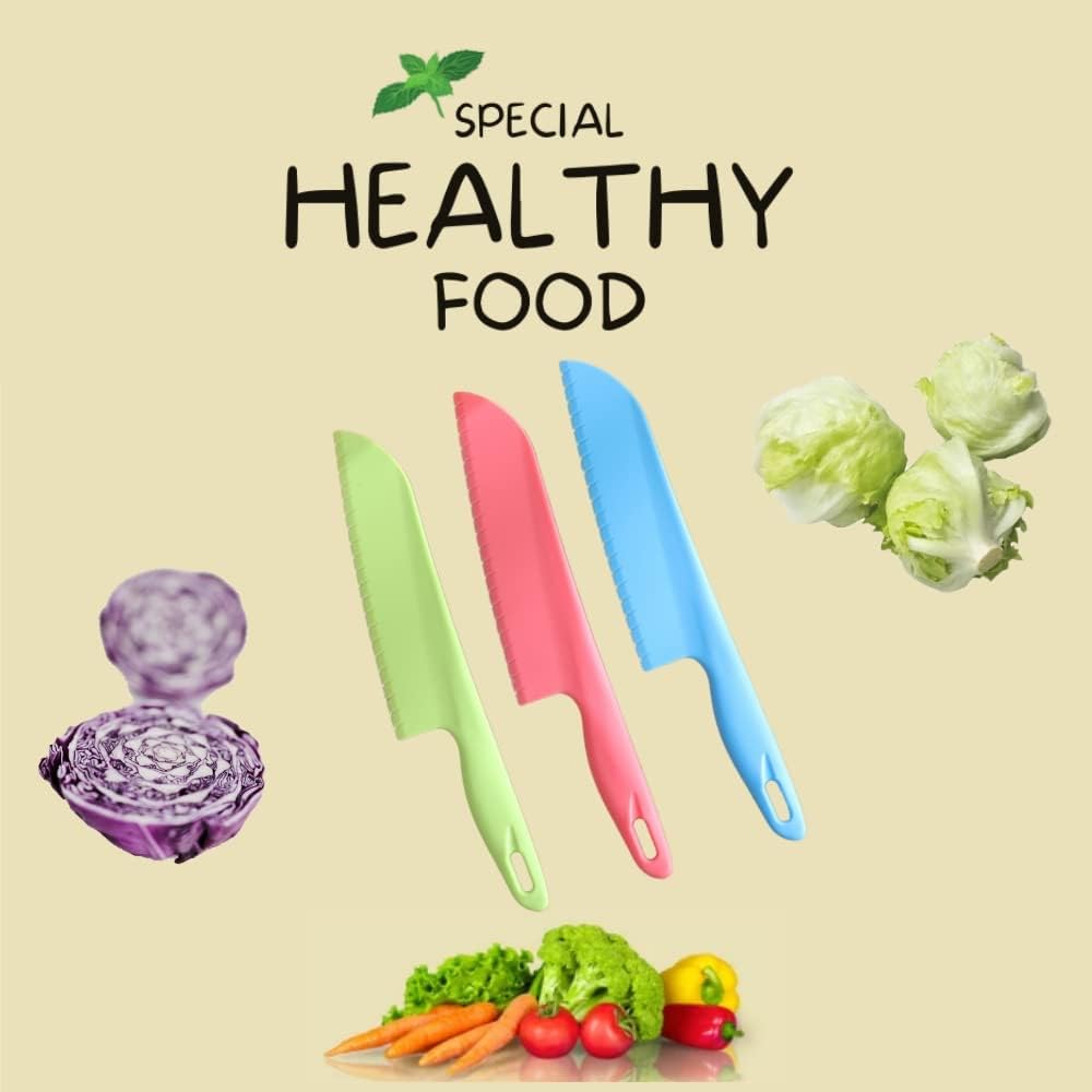 jawbush Cuchillo profesional para lechuga para evitar que se dore, cuchillo de cocina dentado de plástico de 11 pulgadas para verduras, ensalada,