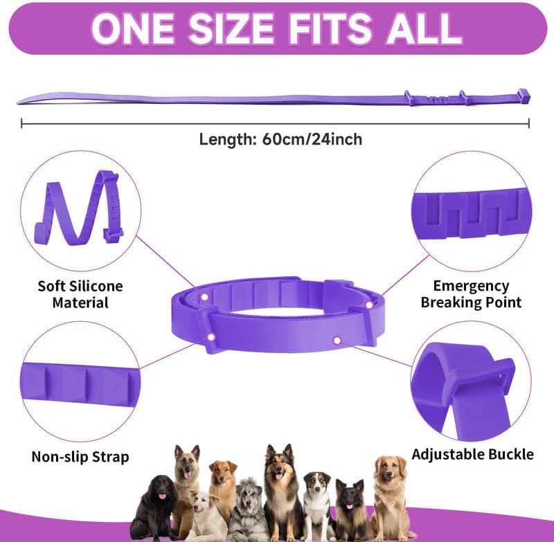 Paquete de 4 collares calmantes para perros, collar calmante para el alivio de la ansiedad por separación para perros, collar ajustable de 60 días
