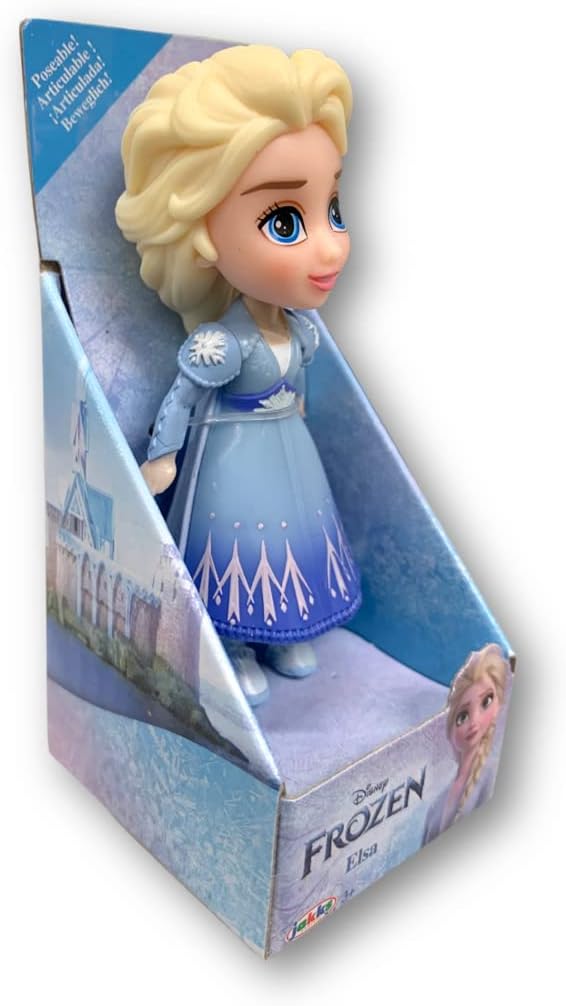 Amarina Empaquetado en caja transparente para regalo, mini muñeca de 3.5 pulgadas, a elegir entre los 14 personajes de Frozen de estilo (azul ELSA)