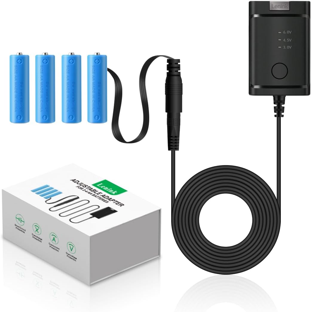 Lenink Adaptador de fuente de alimentación de CA ajustable para 2 pilas AA 3 AA 4 AA, adaptador de repuesto de batería AA para luces LED,
