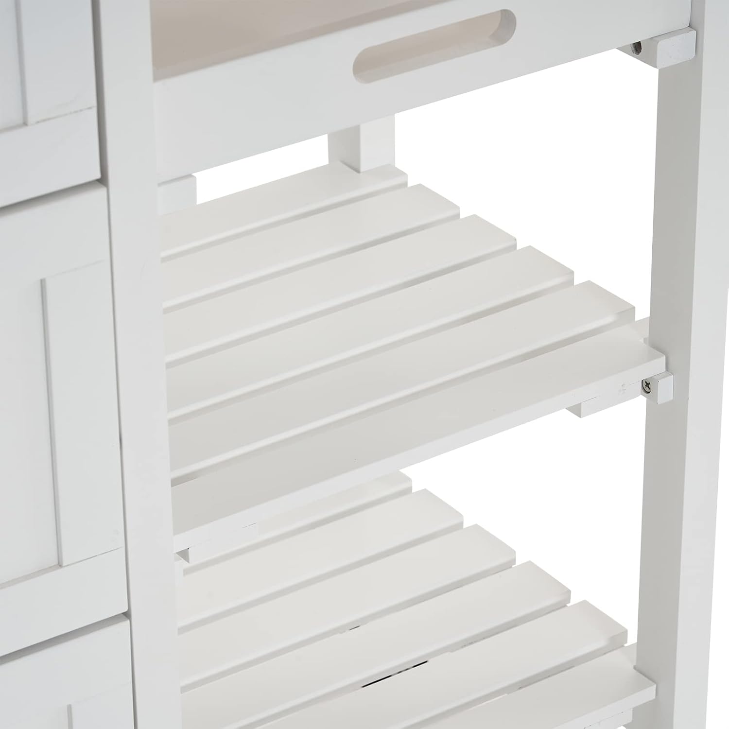 Carrito de isla de cocina blanco con almacenamiento, isla de cocina rodante, pequeña mesa de isla de cocina, carrito de café con ruedas, carrito de