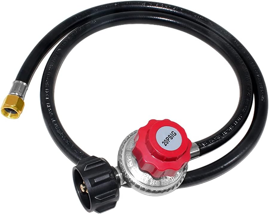 Hooshing Regulador ajustable de propano de alta presión de 5 pies 0-20PSI con manguera tipo QCC1 se adapta a tanques de propano más nuevos, quemador