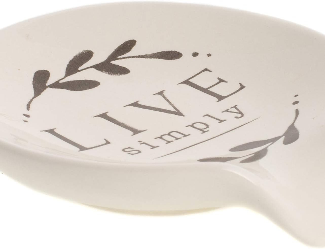 DEMDACO Live Simply Floral – Cucharas de cocina de cerámica blanca brillante de 4.5 x 4 pulgadas