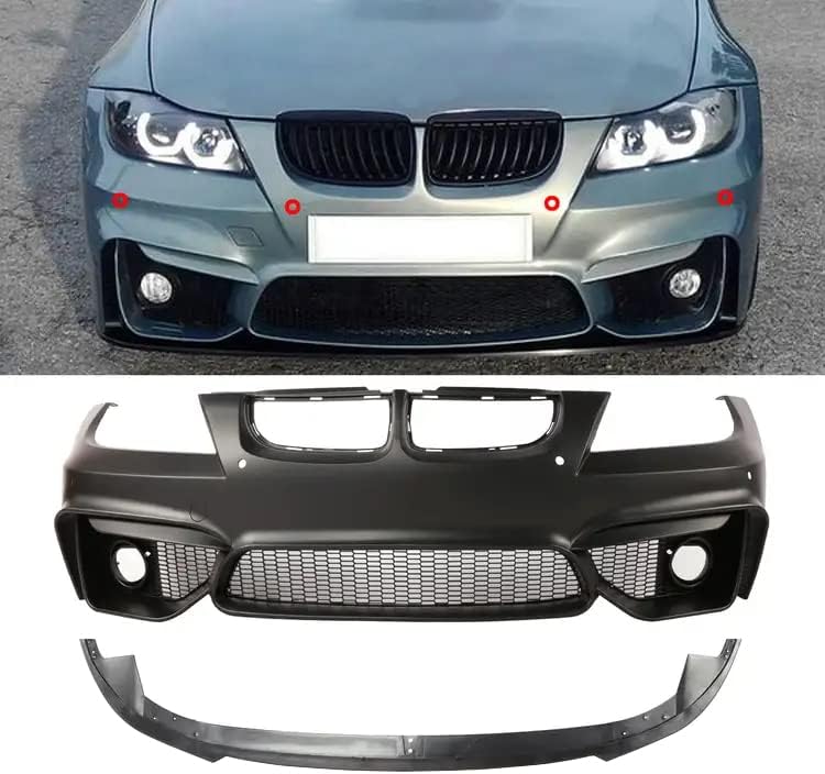 PENSUN Parachoques delantero estilo F80 M3 M4 con agujeros PDC apto para BMW E90E91 3-Series Sedan 2006-2008 (no compatible con M4 y M3)