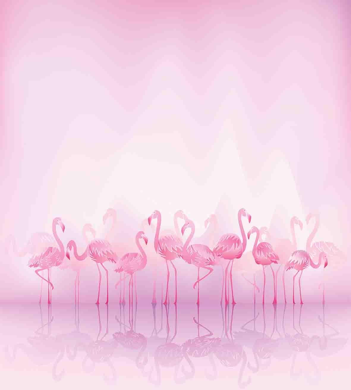 Ambesonne Juego de funda de edredón de flamencos, bandada de flamencos caribeños sobre lago y pájaros, estampado abstracto de reflexión, juego de