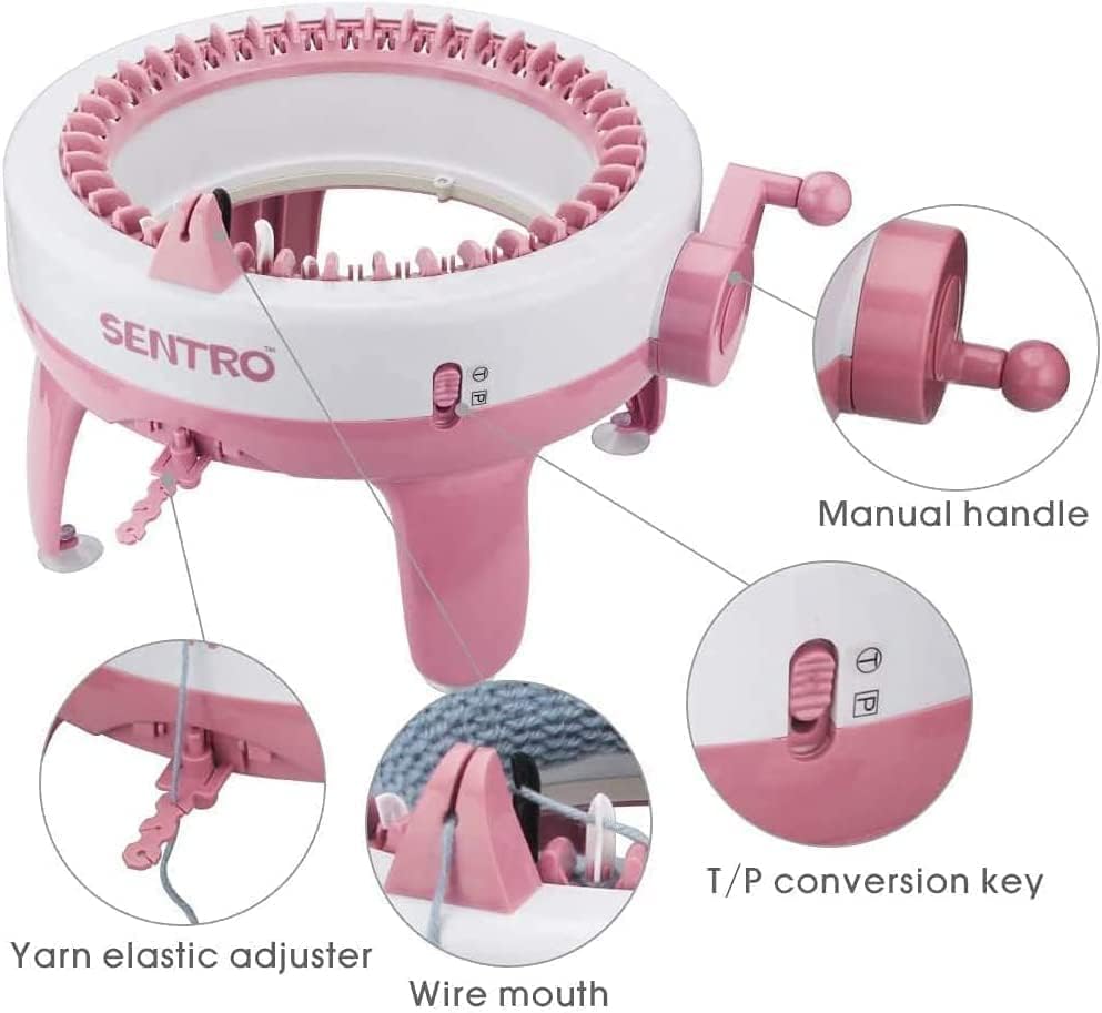 KPTIJXE Máquina de tejer 40 agujas, con dispositivo de organización de agujas, telar de tejido inteligente, kit de máquina de tejer doble para