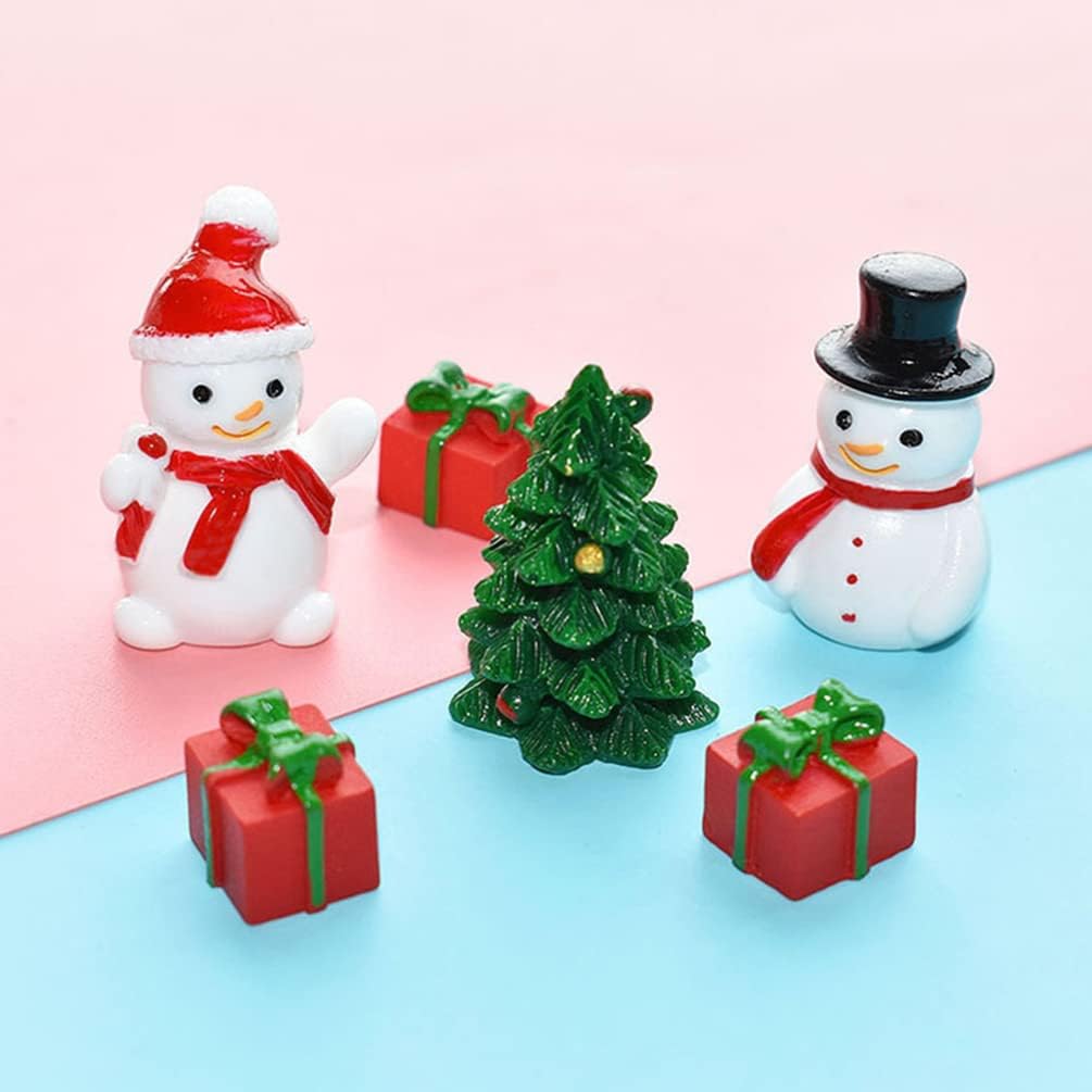 Gadpiparty 10 figuras de muñeco de nieve de Navidad en miniatura, figuras de Navidad, mini muñecos de nieve de resina, micro adornos de paisaje para