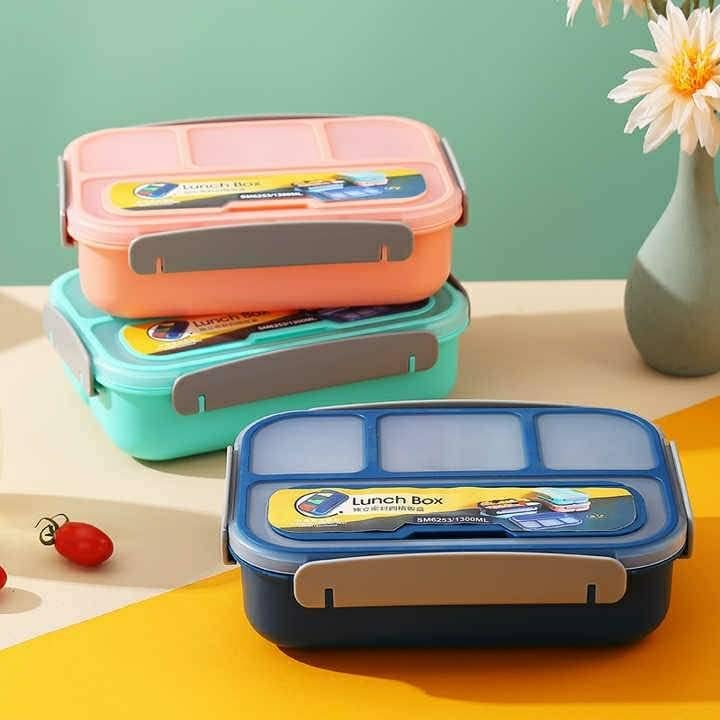 Lonchera Bento para niños con combo de tenedorcuchara, ideal para la escuela y sobre la marcha (aguamarina)