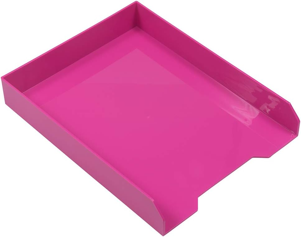 JAM PAPER Bandejas de papel apilables, color rosa, bandeja organizadora de documentos de escritorio, cartas y archivos, se venden individualmente