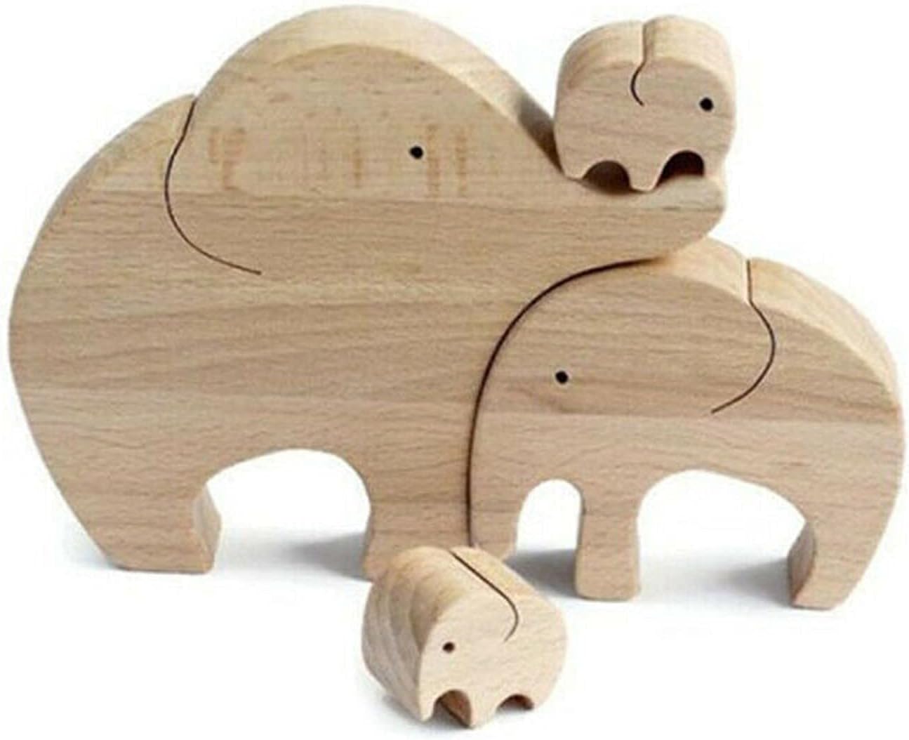 1 juego de elefante de madera para la familia, decoración de elefantes, decoración de elefantes, figuras coleccionables para el hogar, oficina,