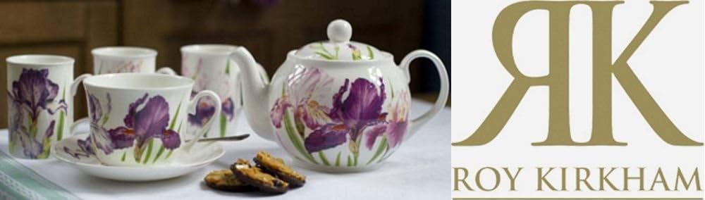 Roy Kirkham Taza de desayuno y platillo jumbo en diseño de iris