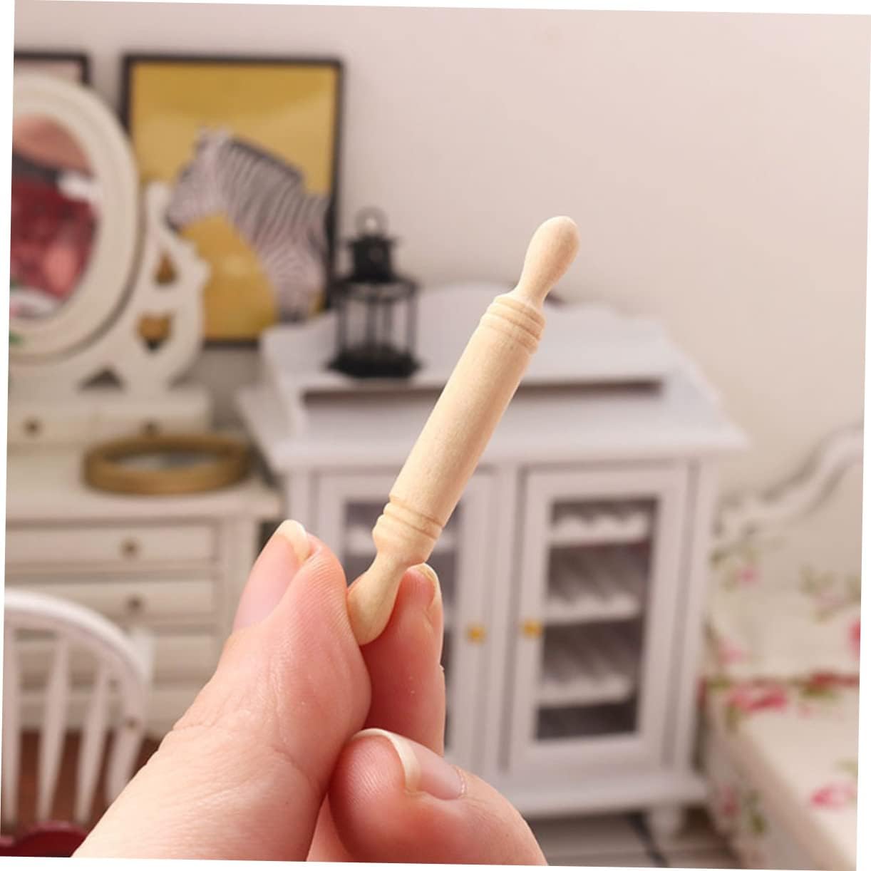 Mini rodillo de madera para decoración del hogar, utensilios de cocina de madera para rodar, rodillo francés para mini casa de prensa de