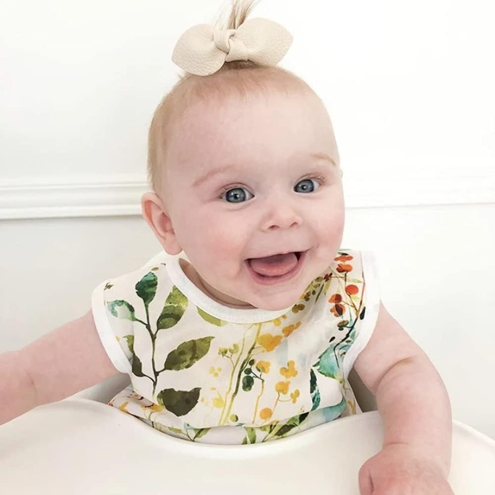 BapronBaby FloralNature Bapron – No Neck Tie Safer Bib – Baby & Toddler – Soft Waterproof – PVC, BPA & Phthalate Free – 6m+