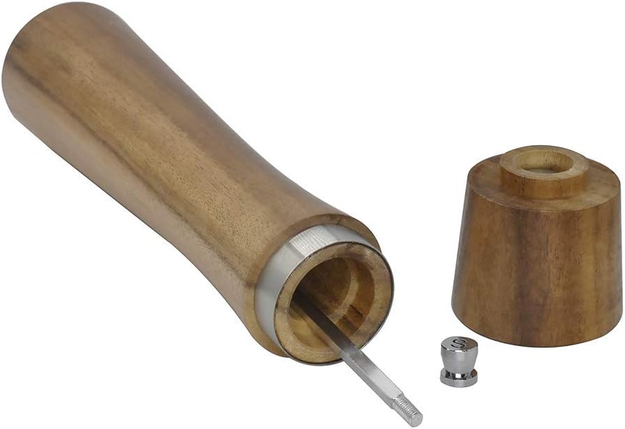 Juego de 2 molinillos de madera de acacia para sal y pimienta de 10 pulgadas, kit de molinillo de pimienta manual con grosor ajustable (juego de
