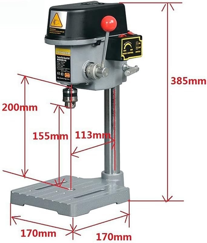 110V 340W Mini Taladro Eléctrico de Mesa Taladro Eléctrico Herramientas Eléctricas 0.039 in-0.394 in USA, 60 Hz Comercial de 3 Velocidades Ajustable