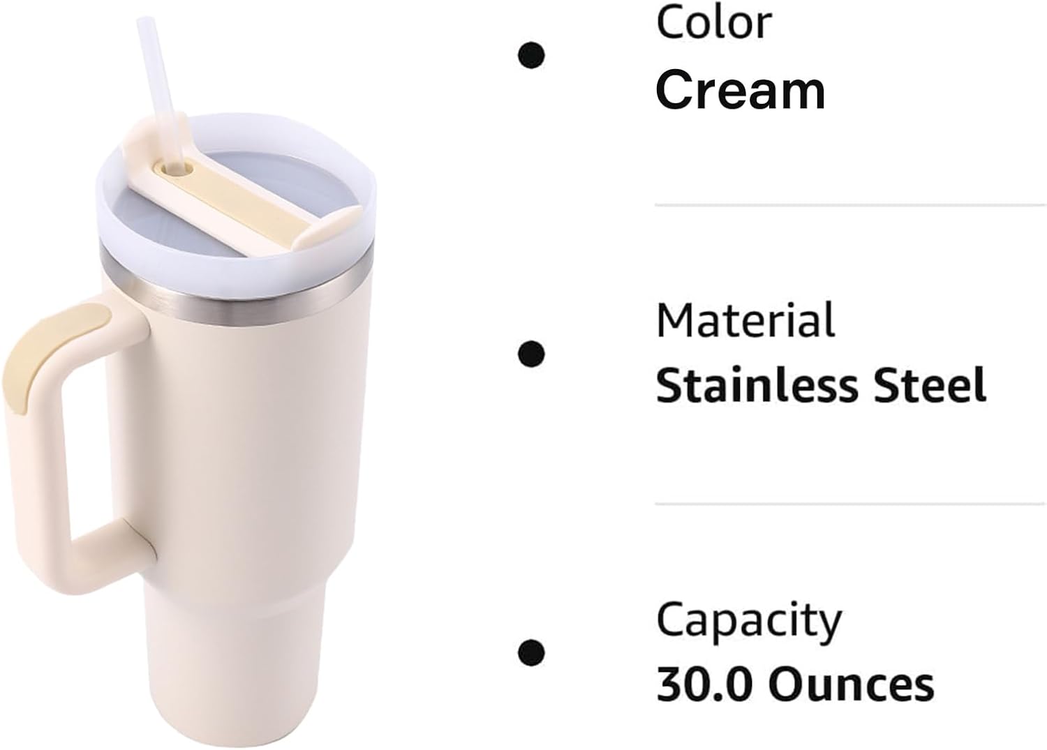 Quencher FlowState – Vaso de 30 onzas con asa y pajilla, vasos aislados con tapa y pajilla, botella de agua de acero inoxidable de 30 onzas, para