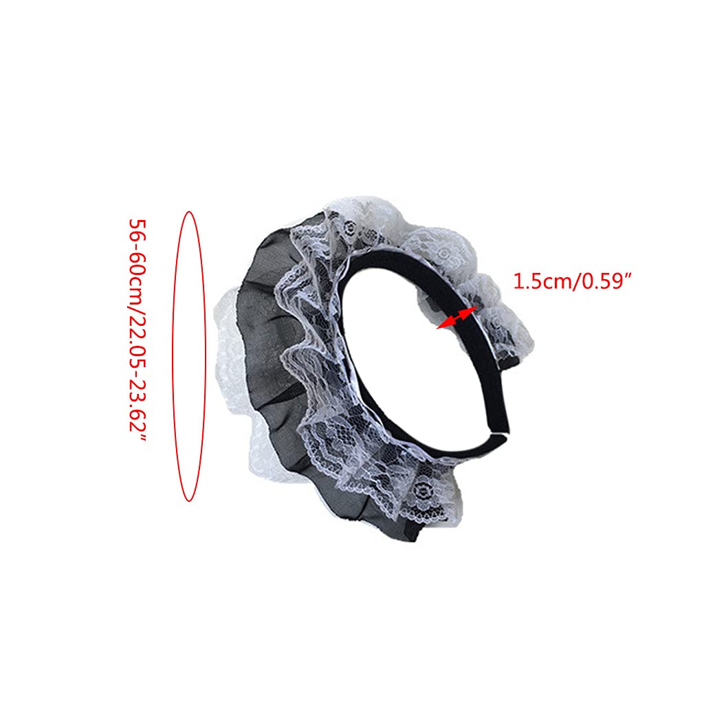 Lolita – Diadema de encaje con volantes y encaje multicapa, diadema de encaje de malla, tocado dulce de criada, accesorios para el cabello
