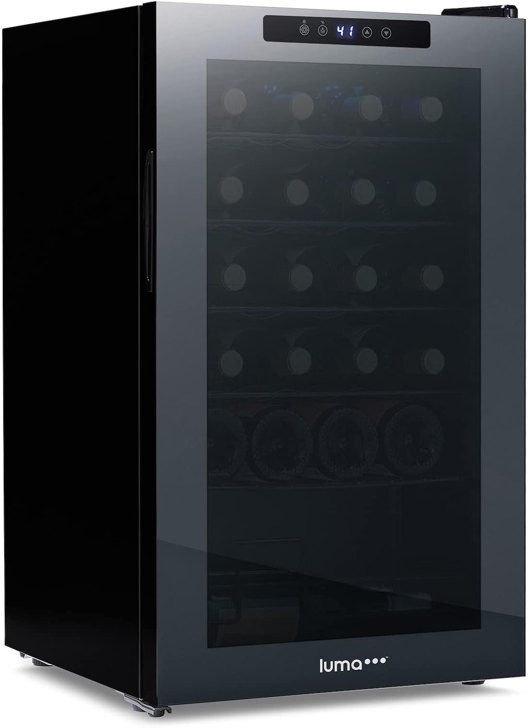 Shadow Series – Refrigerador de vino de 24 botellas, refrigerador de vino con espejo independiente con puerta de vidrio templado de doble capa y
