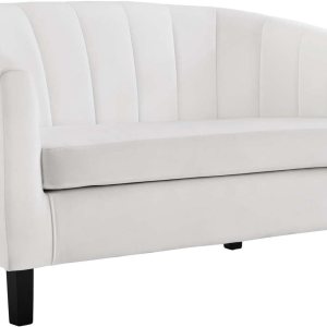 Modway Prospect Channel – Sofá biplaza tapizado de terciopelo, color blanco Modway Prospect Channel – Sofá biplaza tapizado de terciopelo, color blanco