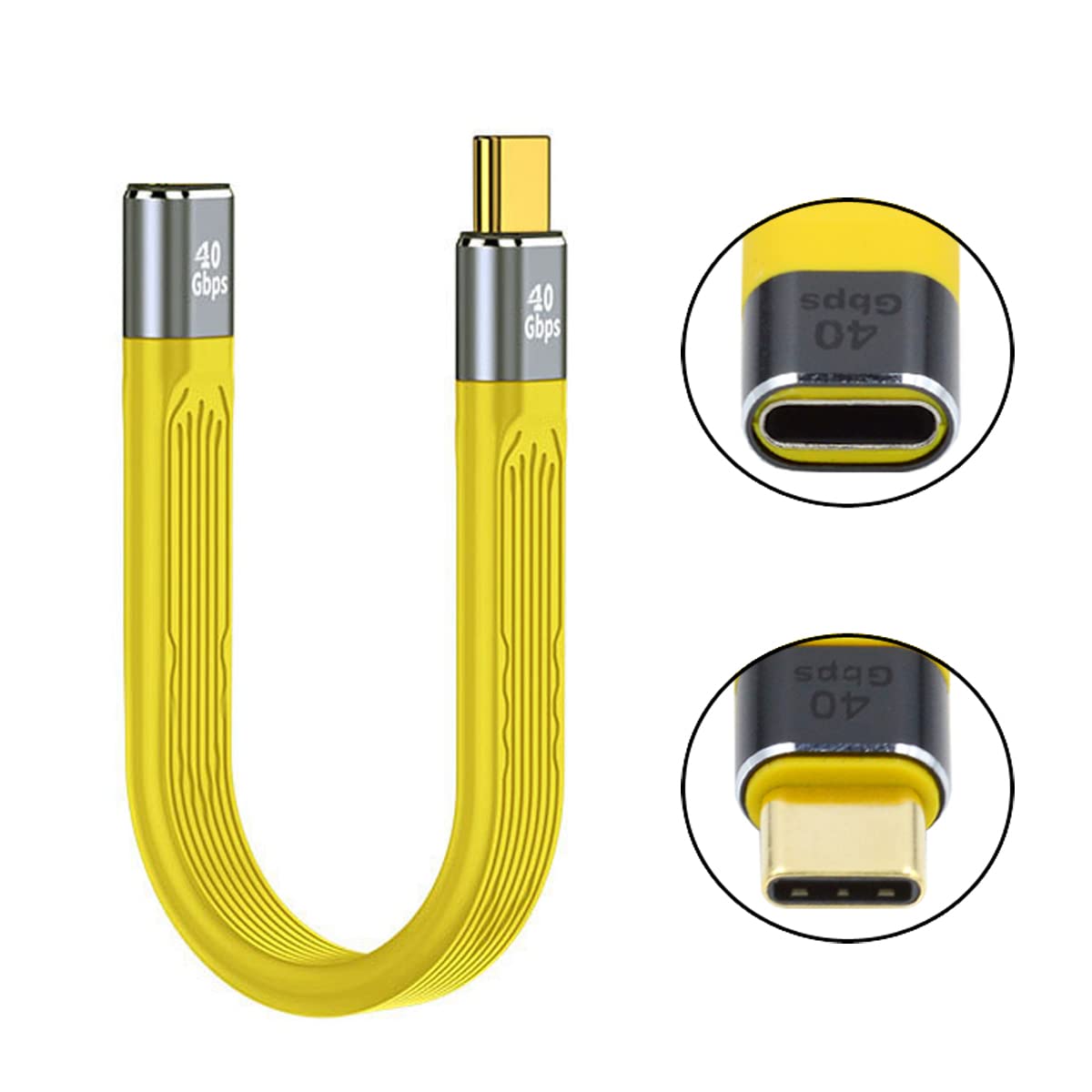 CY Cable USB4 macho a hembra Cable de extensión 5.1 in USB4.0 delgado plano macho toF 40Gbps con carga de 100 W y 8K 60Hz