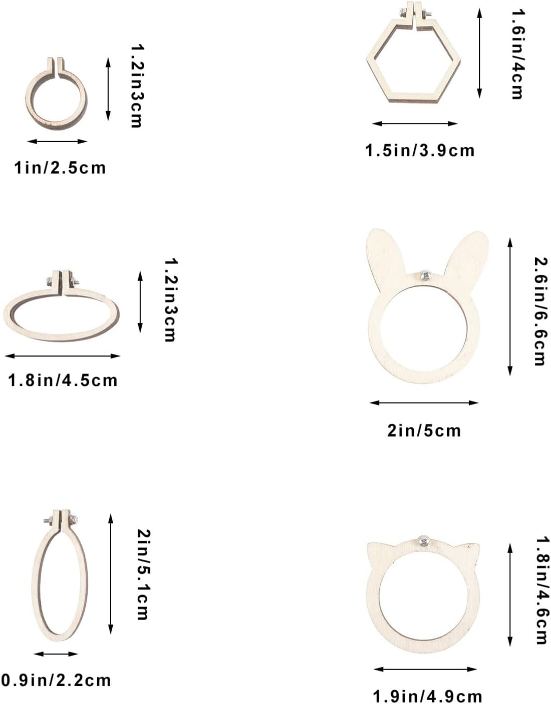 EXCEART 6 anillos de decoración en miniatura, aros de bordado, marco de punto de cruz, círculos bordados para manualidades, mini aros de bordado,