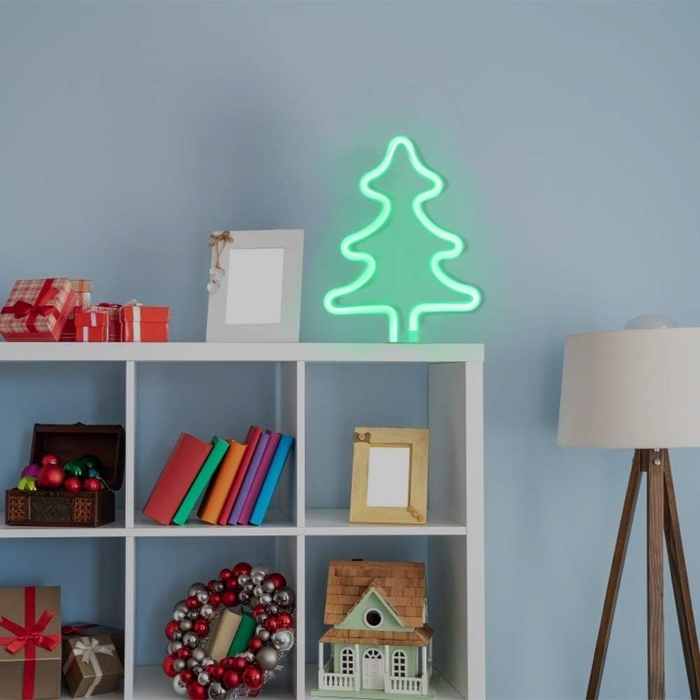 Christmas Tree Neon Signs,Led Neon Signs for Wall Decor, Battery or USB Operated Neon Light Sign Light Up for Kids Room,Bar,Christmas,Parties,Home
