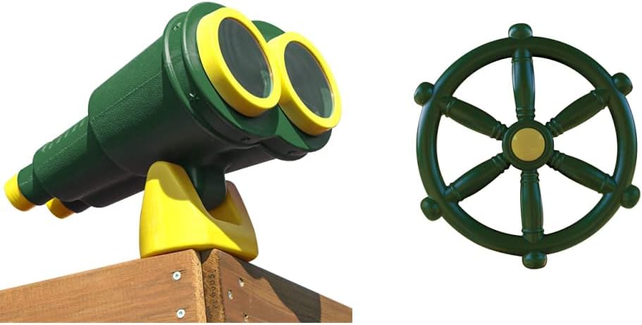 Gorilla Playsets Juego de binoculares jumbo (verdeamarillo) y columpio de rueda de pirata