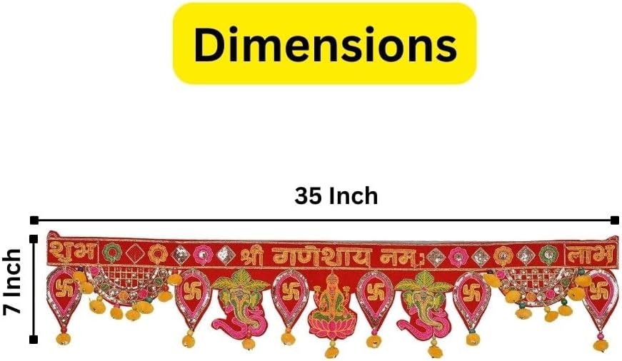 Diwali Special Laxmi Ganesh Toranam para decoración del hogar Diwali colgante de puerta, Templo Pooja Bandhanwar Shub Labh Toran para Deepawali