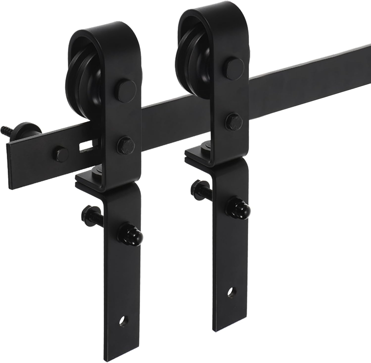 uxcell Kit de herrajes para puerta corrediza de granero plegable de 65 pulgadas para 2 puertas de armario, rodillo en forma de J de pista plana,