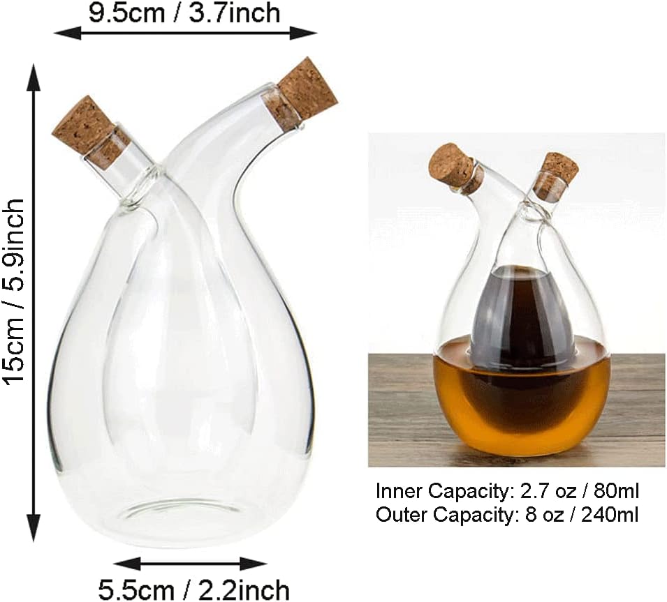 Dispensador de aceite de oliva y vinagre, dispensador de aceite de oliva y vinagre de vidrio, dispensador de aceite y vinagre de cocina, recipiente