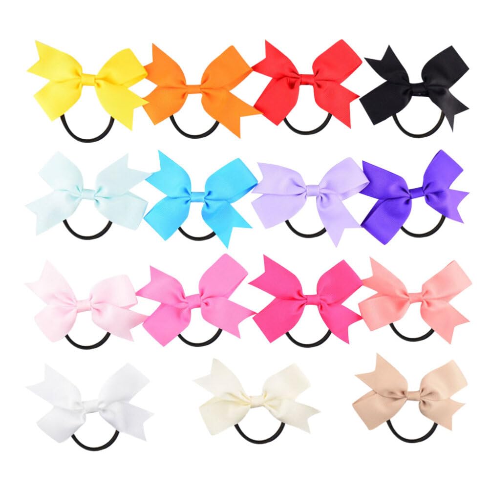 FRCOLOR Lazos para el pelo de 16 piezas para niñas, accesorios para el cabello para bebés, lazos elásticos de goma para el cabello para bebés,