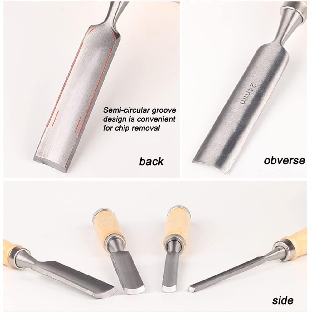 Juego de cinceles de grabado de carpintero, cincel semicircular para carpintería, cincel tallado de acero al cromo vanadio, carpintero de madera,