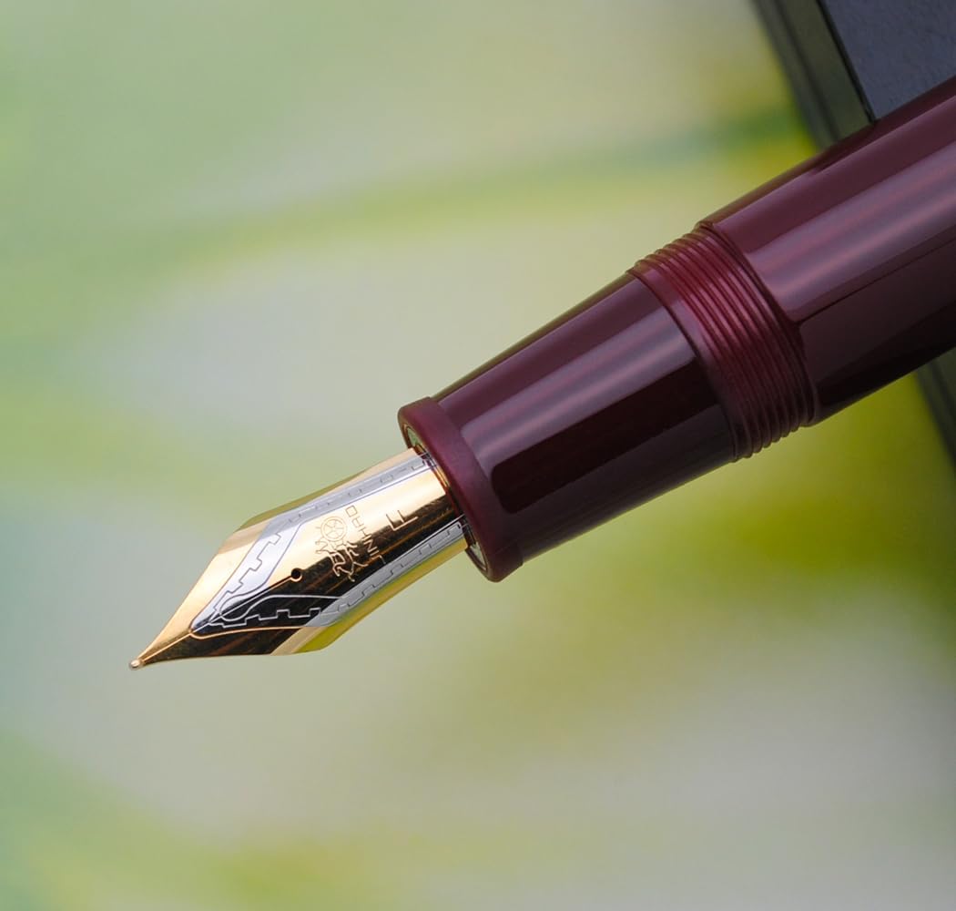 JINHAO 9019 – Pluma estilográfica Dadao Series con convertidor de tinta de alta capacidad (color rojo vino, punta fina de 0.020 in)