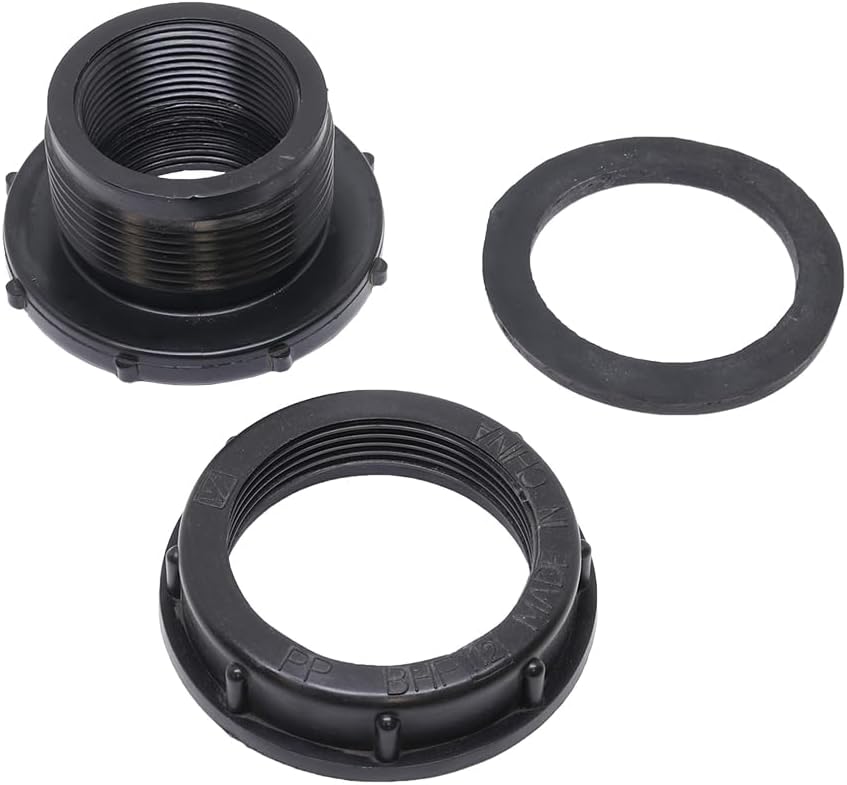Valley Industries BHF112-BC Montaje de mamparo, 1-12″ FNPT, negro