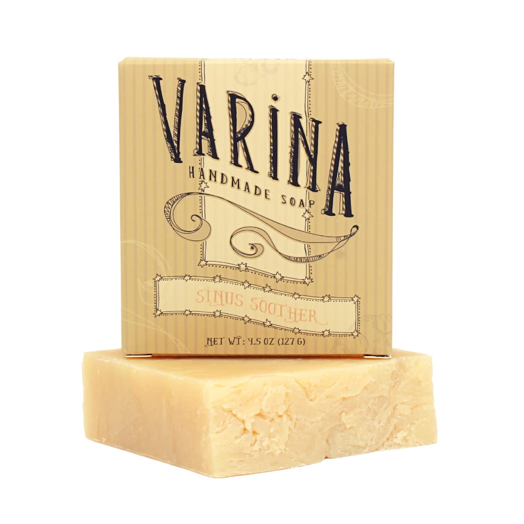 Varina Jabón orgánico en barra de chupete sinusal, limpieza suave para pieles sensibles, hierbas y menta, paquete de 3, experimenta una piel sana y