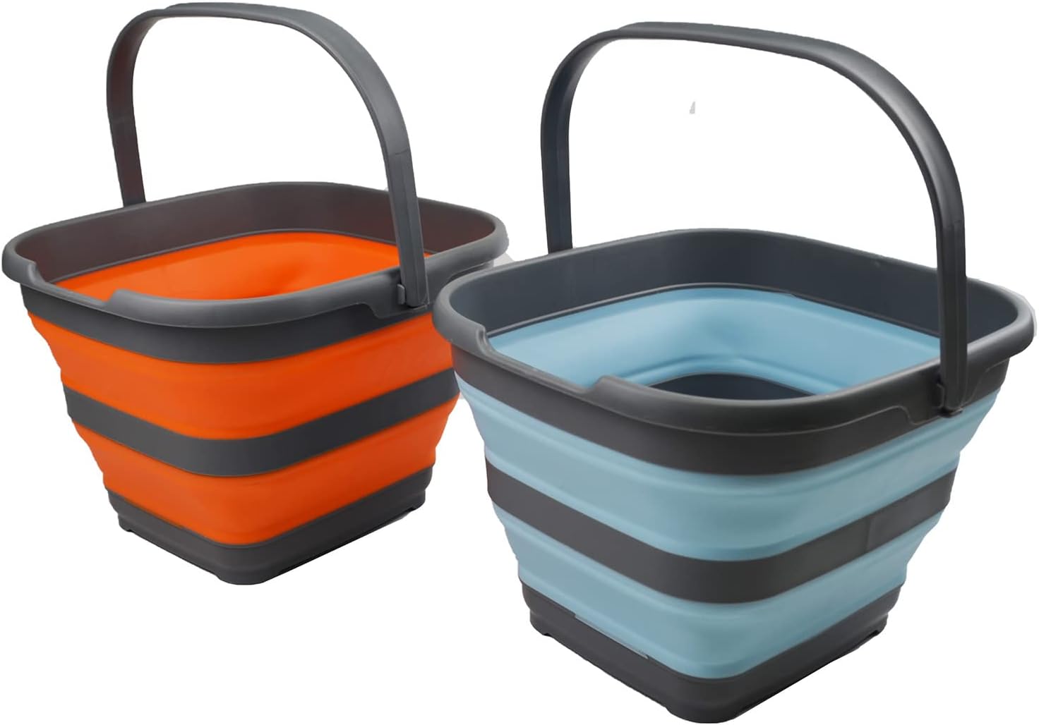 SAMMART Juego de 2 cestas rectangulares plegables de 10 litros (2.6 galones) (ángel de mar + naranja, 2)
