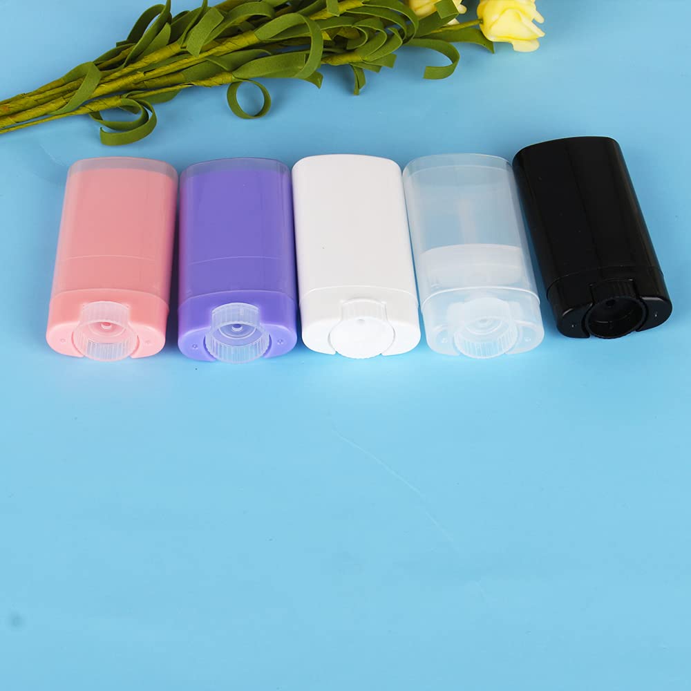 25 piezas de plástico vacío 0.53 oz negro forma ovalada bálsamo labial tubo desodorante contenedores 0.5oz lápiz labial tubo pequeño cera embalaje