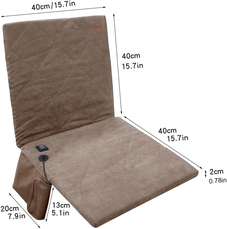 Cojín de asiento portátil con calefacción, sin banco de energía almohadilla plegable para silla de campamento con calefacción USB, cojín ajustable
