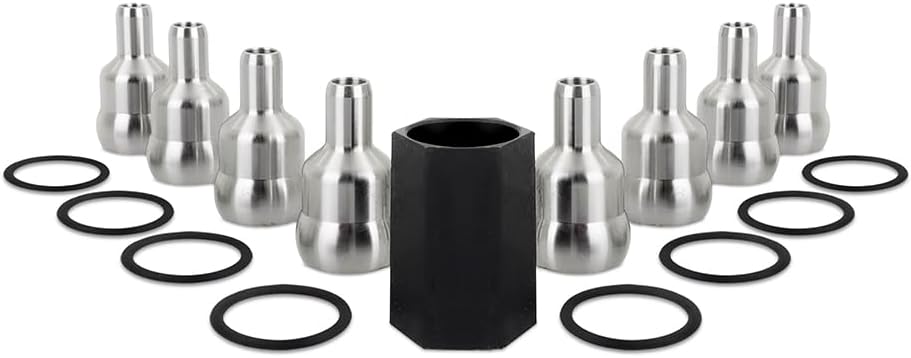 Mishimoto Juego de tubos de bola de riel de aceite de alta presión, compatible con Ford 6.0L Powerstroke 2004.5-2007