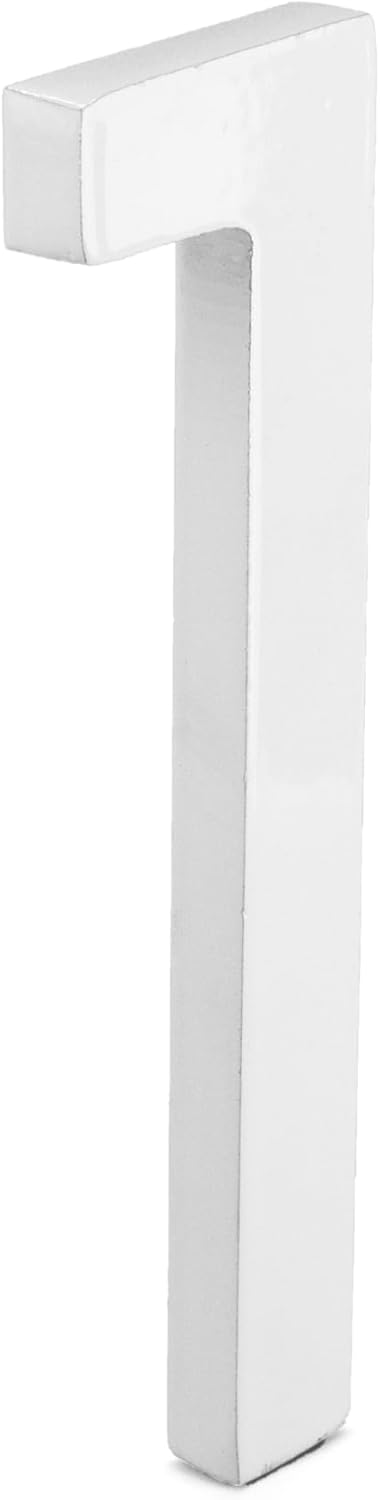 Montague Metal Products MHN-12-F-WE1-1 Números flotantes modernos de aluminio cepillado sólido, 12 pulgadas, con recubrimiento en polvo blanco