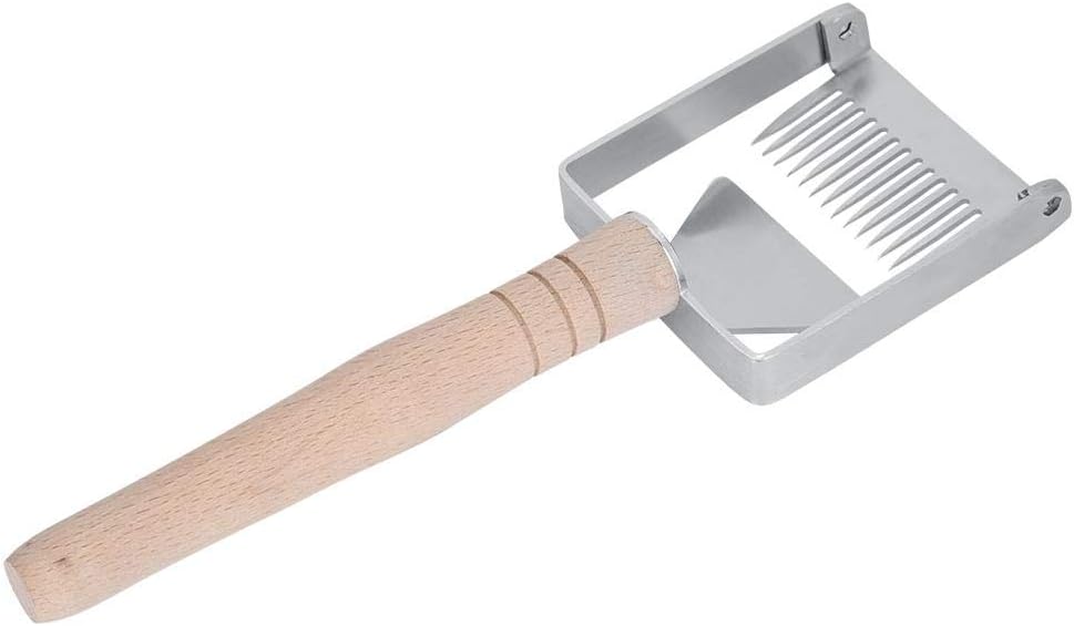 TOPINCN Miel destaponamiento raspador acero inoxidable panal miel tenedor cuchillo Uncapper apicultura herramienta raspador colmena mango de madera